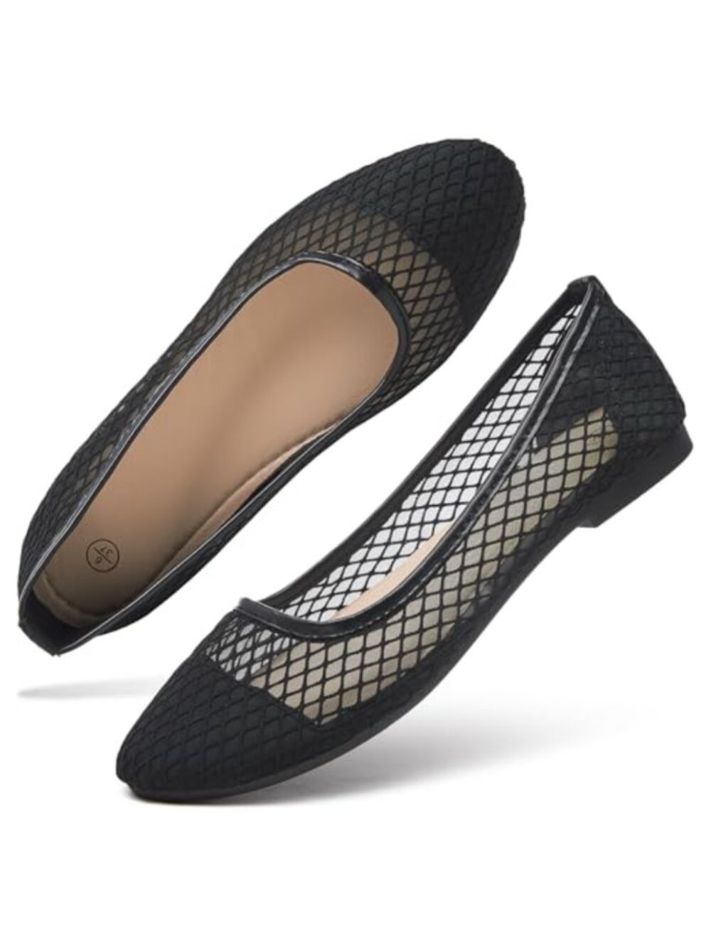 Knit Mesh Ballet Flats Memory Foam Slip On Comfortable Dress Shoes